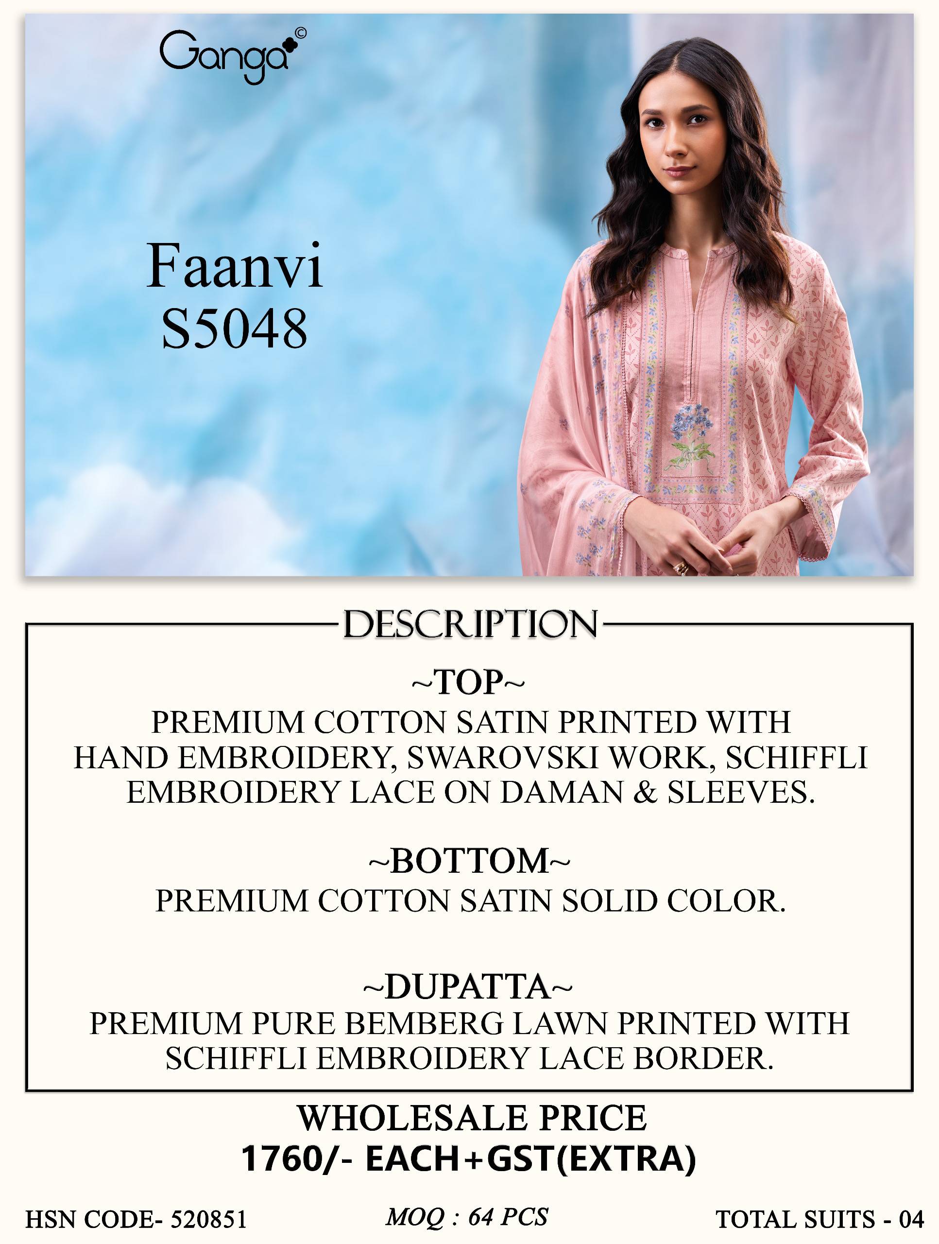 FAANVI 5048 SERIES BY GANGA FASHION Beautiful Colourful COTTON SATIN Dresses At Wholesale Price